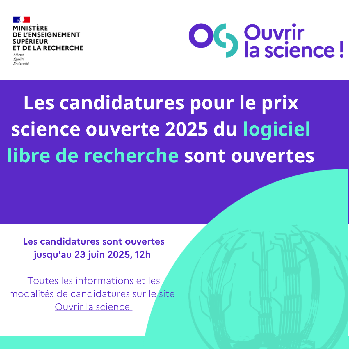 Lire la suite à propos de l’article Prolongation des candidatures pour le prix science ouverte du logiciel libre de recherche